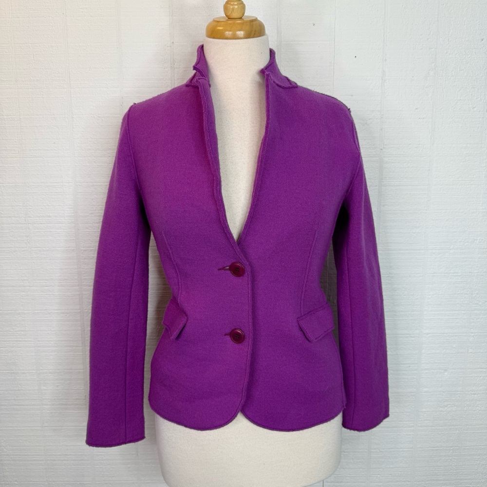 ROSSO35 Genova Italy Purple Virgin Wool Knit Jacket Women’s Size IT 40 US 4